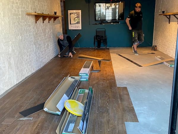 The team are part the way through installing the final wood flooring.