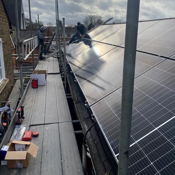 Solar panels installed on the roof of The School House.