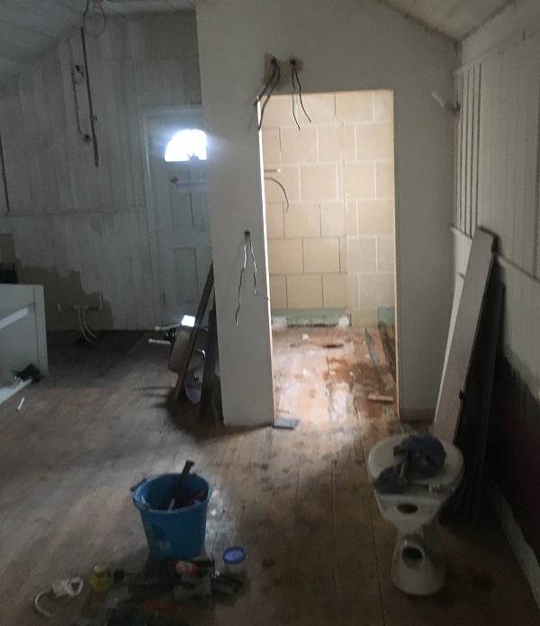 Removing the toilet in the main hall