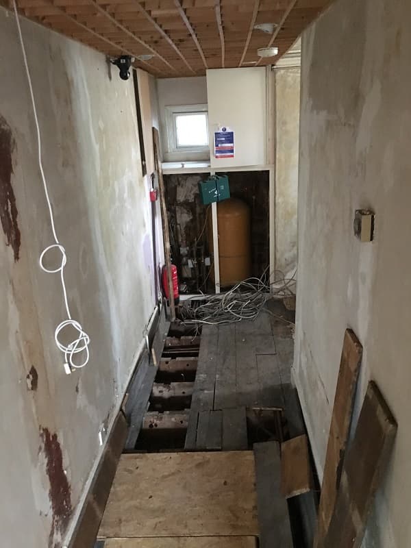 Work started on the first floor hallway