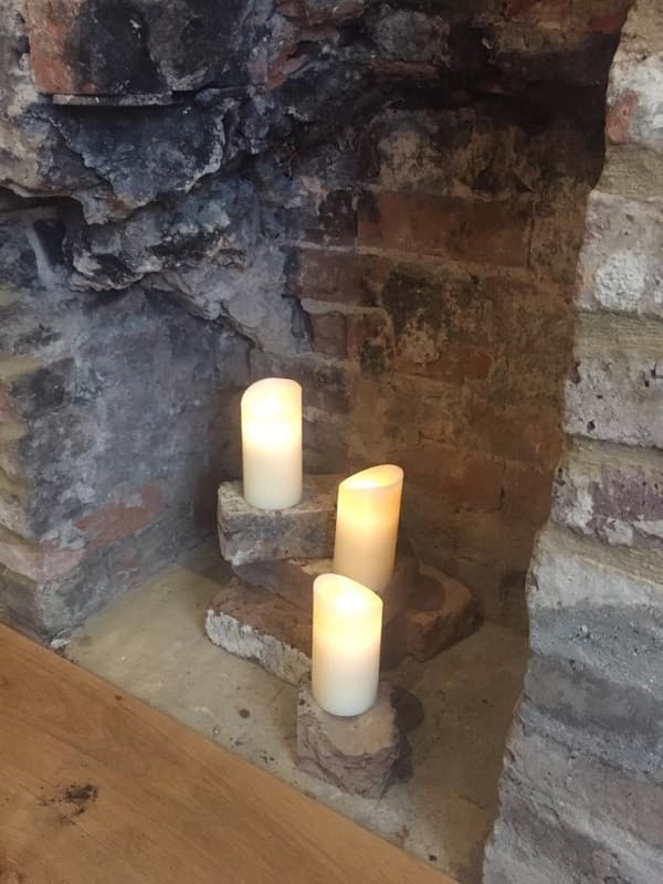 Candles in one of the fire places