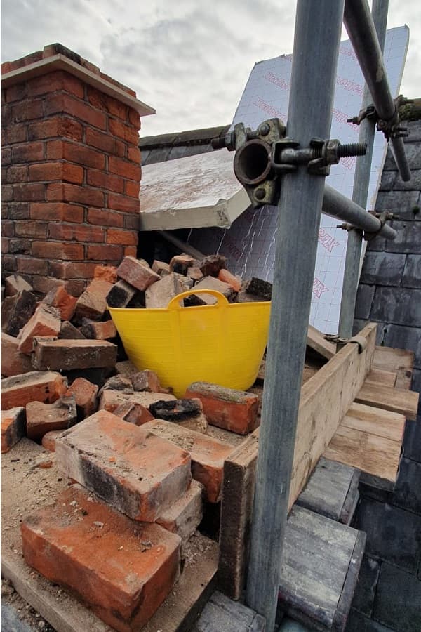 Old, dangerous brickwork had to be taken to ground level by hand