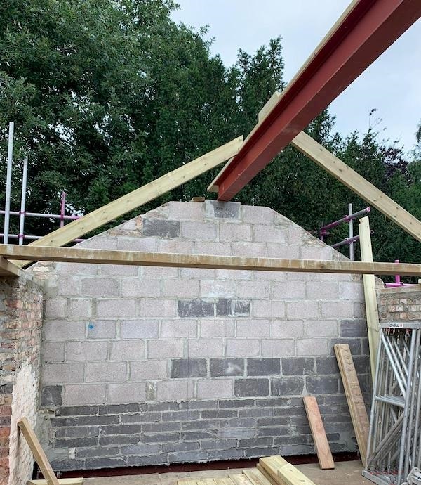 New steel lintel in place
