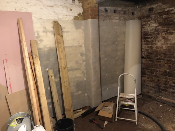 The Store Room with damp proof membrane on the walls