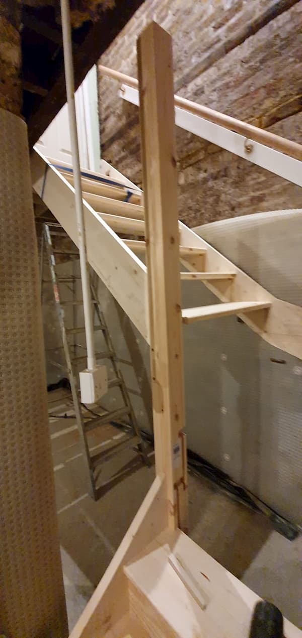 Upper most part of stairs placed in to test fit