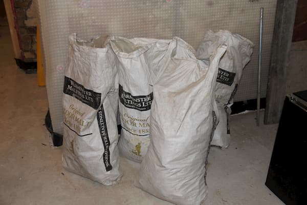 Sacks of raw materials ready to be used next week.