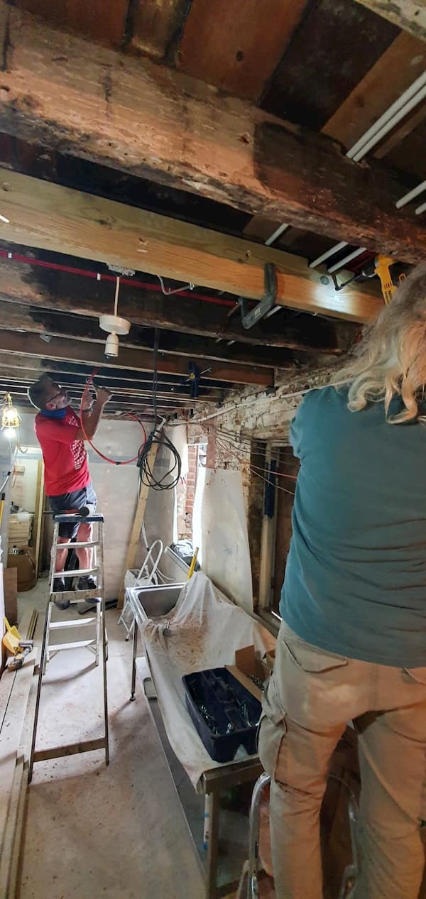 More work on the kitchen ceiling