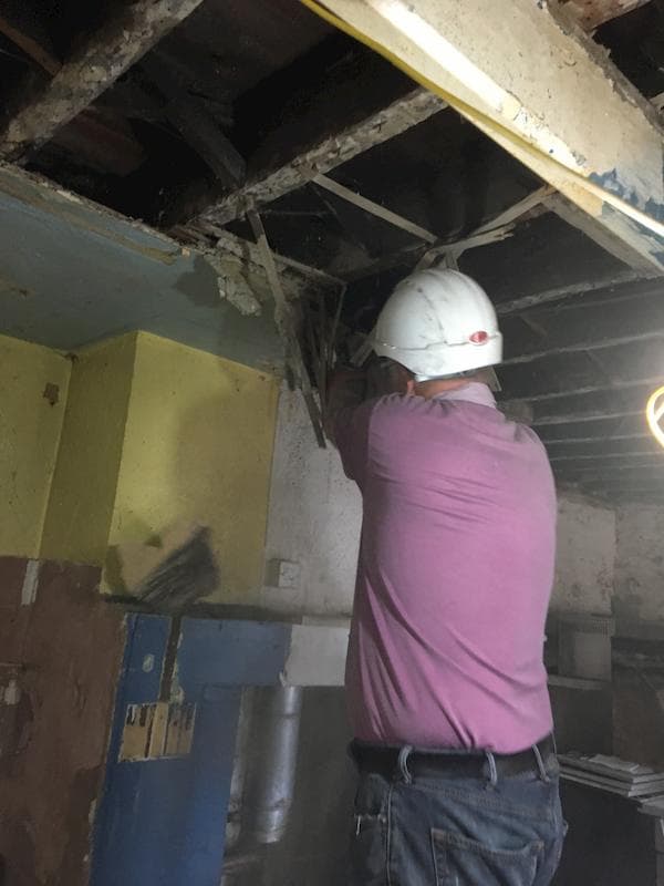 Tearing down the kitchen ceiling, 6th August 2019