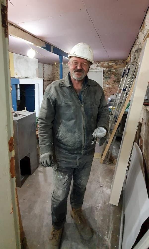 In the kitchen after fireboarding the ceiling, 19th December 2019