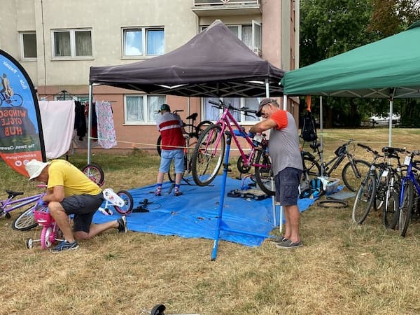 The Bike Kitchen team took all their equipment