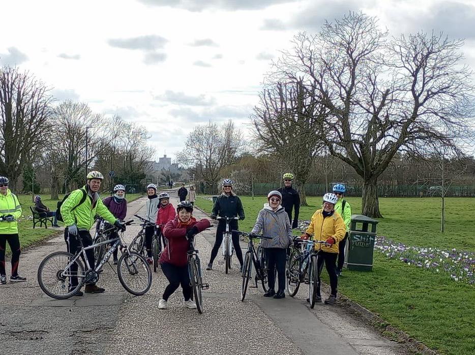 A brief stop during the ride to take a photo of some of the riders participating.