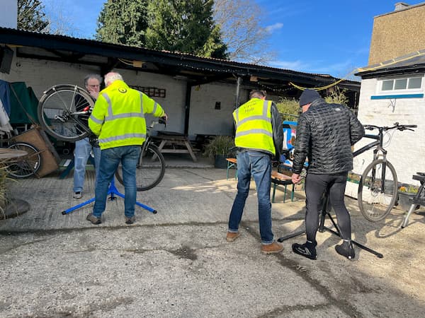 Team working on bikes that have been booked in for some love and attention