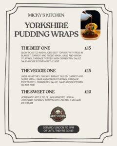Menu for Micky's Kitchen Yorkshire Puddings