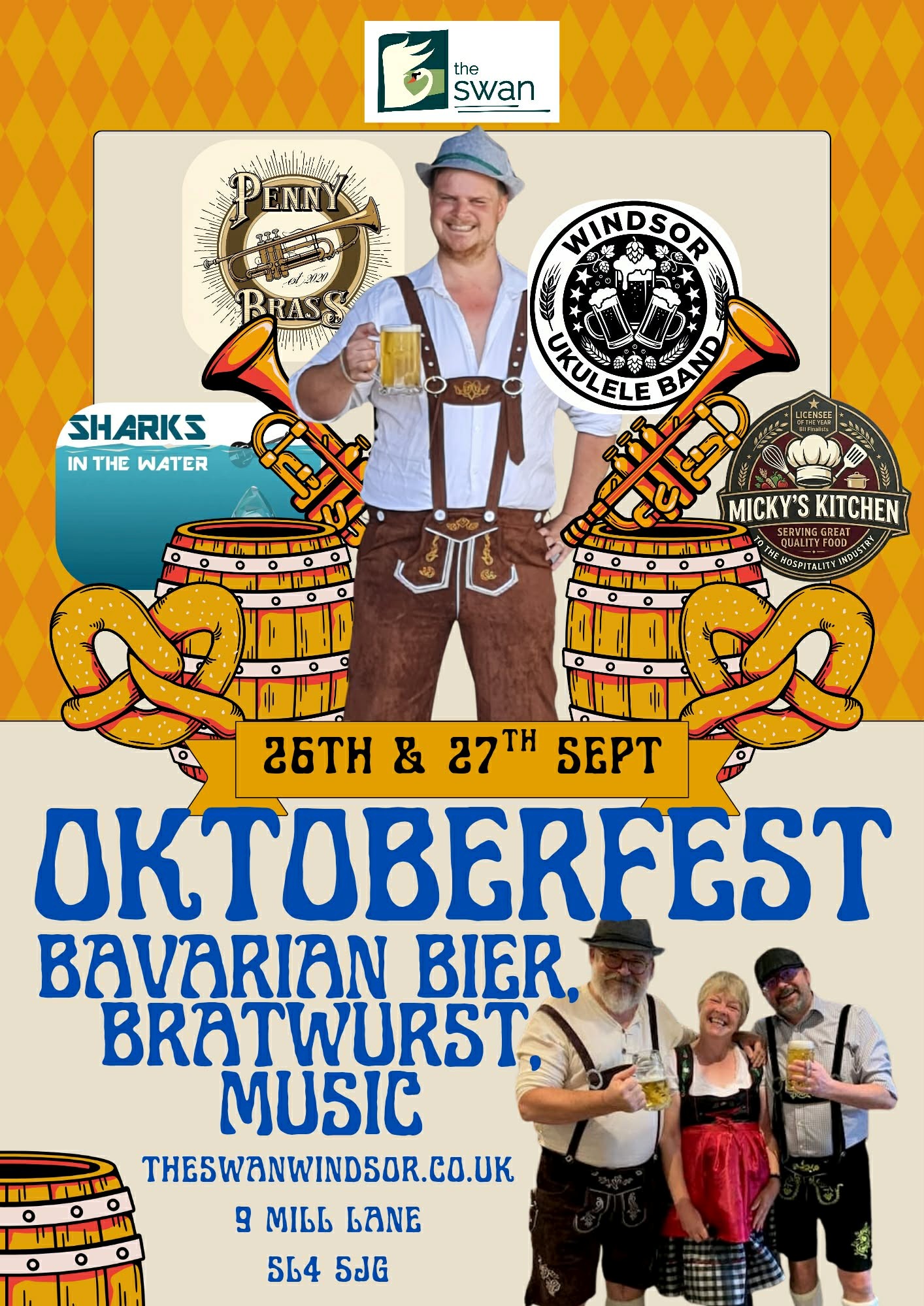 Oktoberfest at The Swan Windsor on 26 and 27 September featuring Bavarian beer, bratwurst and live music